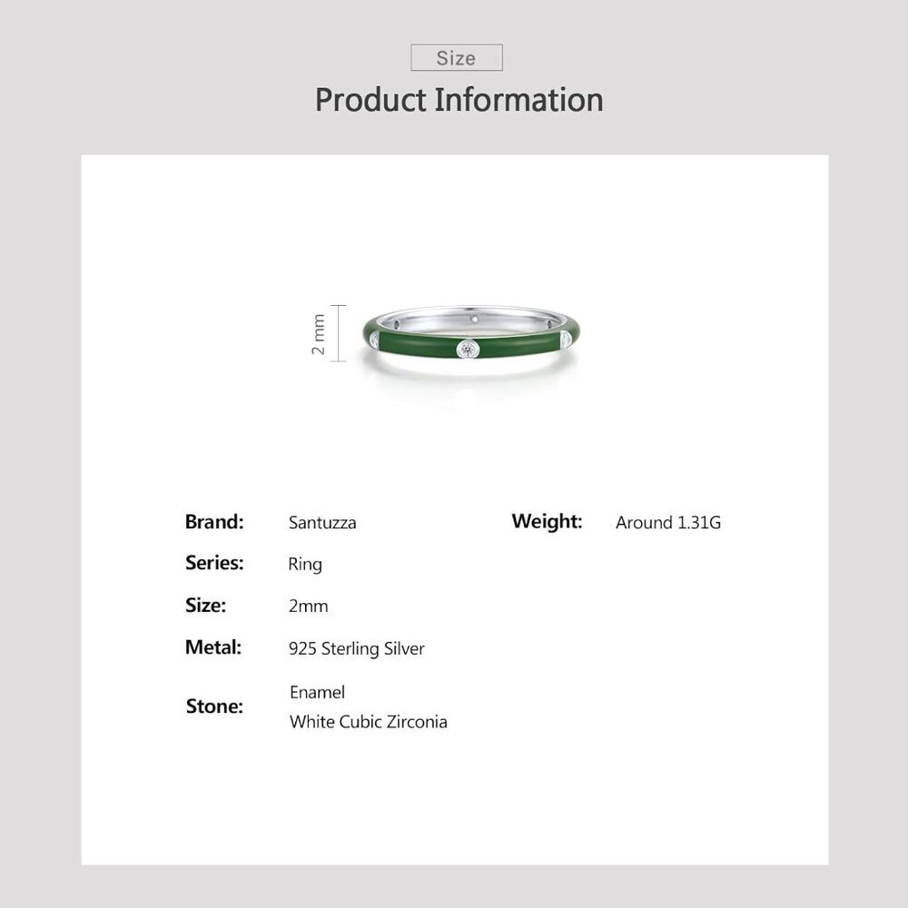 Stackable Enamel Ring 925 Sterling Silver Cubic Z… - image 3